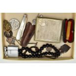 A SELECTION OF MISCELLANEOUS ITEMS, to include an early 20th century silver fruit knife with