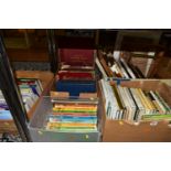 BOOKS & PICTURES, five boxes and loose containing approximately eighty miscellaneous book titles