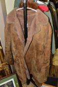 A GROUP OF VINTAGE CLOTHING, to include an 'Oakleaf' light brown sheepskin coat, a red fox fur