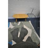 A SELECTION OF OCCASIONAL FURNITURE, to include a rug with geometric patterns, 237cm x 171cm, a