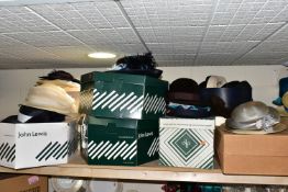A QUANTITY OF LADIES HATS, HAT BOXES AND SUNDRY ACCESSORIES, some vintage to include formal hats
