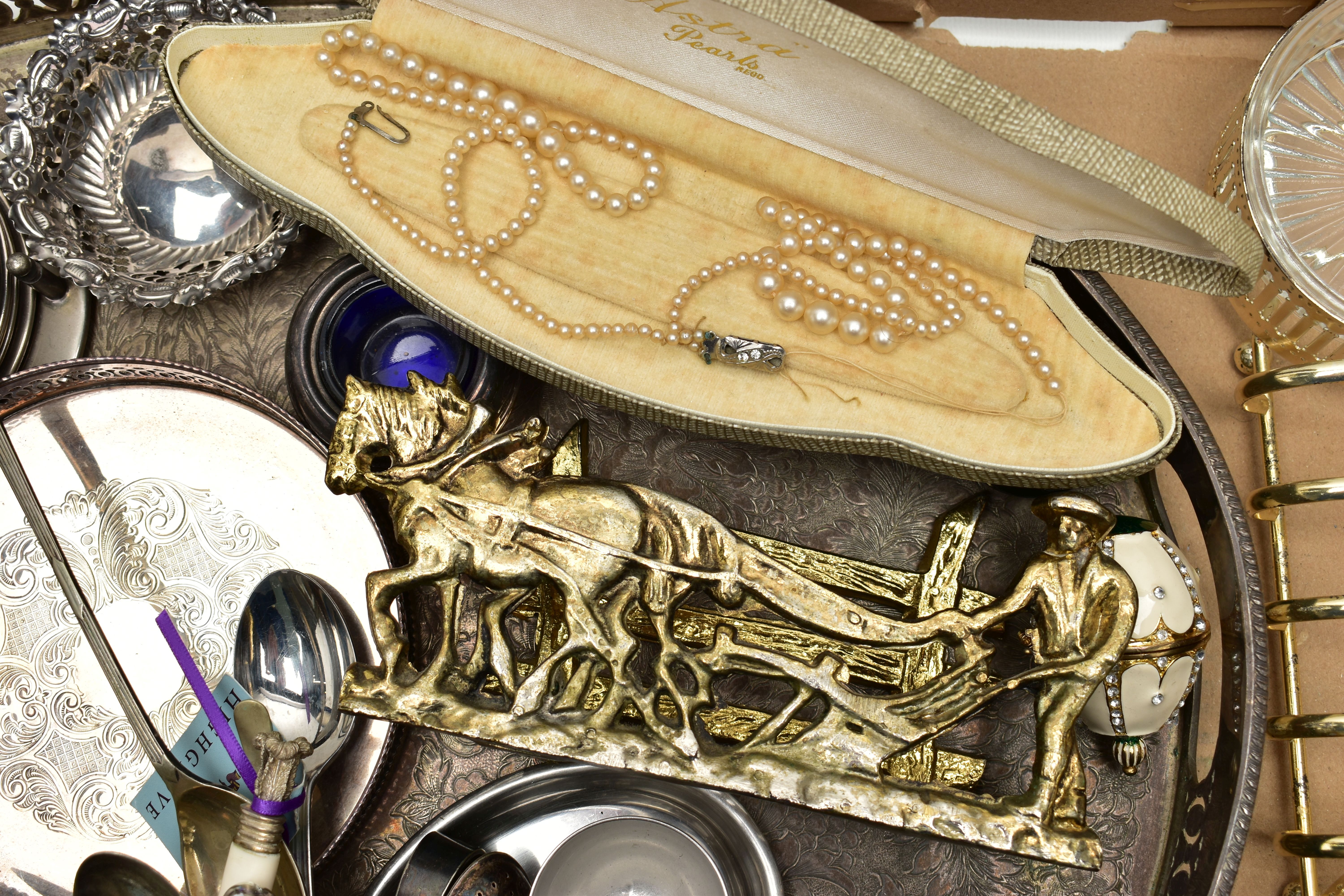 A SELECTION OF MAINLY SILVER PLATED WARE, to include a late Victorian silver bon bon dish with - Image 2 of 4