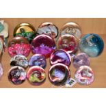 A COLLECTION OF FIFTEEN CAITHNESS CRYSTAL PAPERWEIGHTS, comprising seven large 'Desert Spring', '