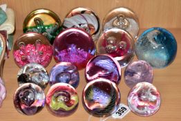 A COLLECTION OF FIFTEEN CAITHNESS CRYSTAL PAPERWEIGHTS, comprising seven large 'Desert Spring', '