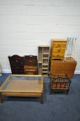 A SELECTION OF OCCASIONAL FURNITURE, to include a mid-century teak gate leg table, a pine chest of