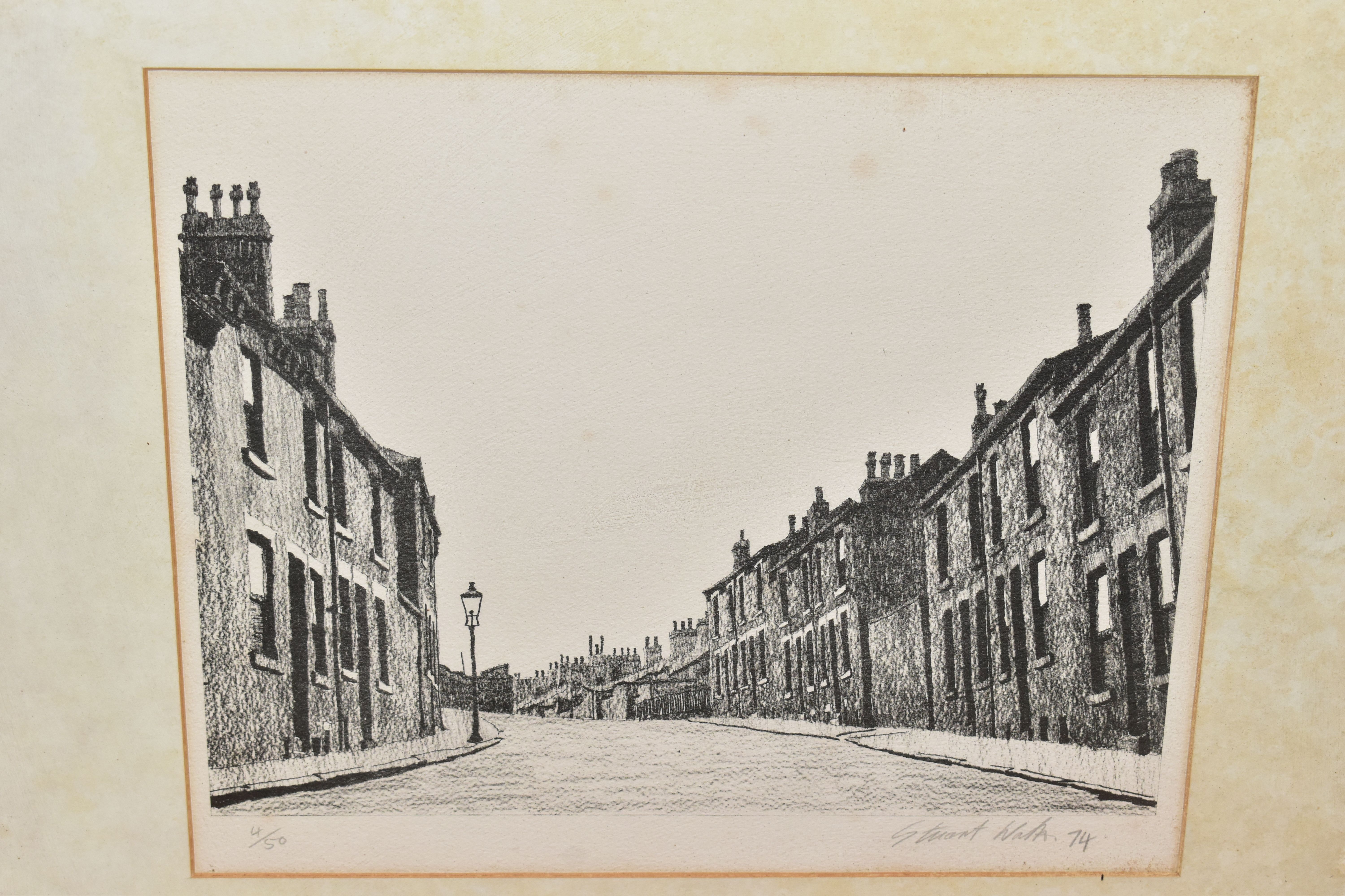 STEWART WALTON (BRITISH 1933) A SIGNED LIMITED EDITION PRINT DEPICTING ROWS OF TERRACED HOUSES, - Image 2 of 5