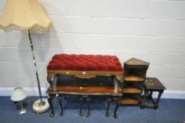 A SELECTION OF OCCASIONAL FURNITURE, to include a mahogany nest of three tables, with glass inserts,