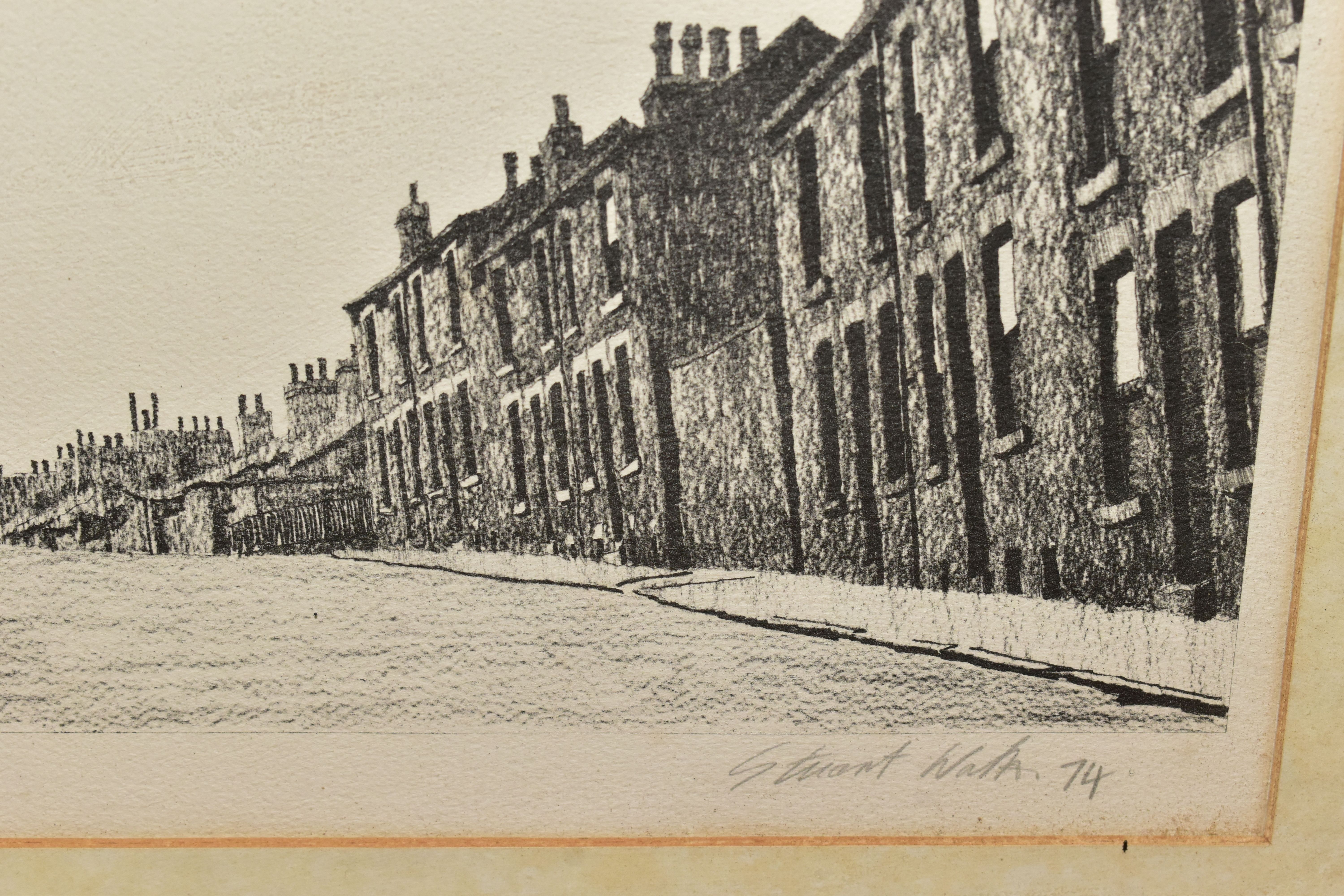 STEWART WALTON (BRITISH 1933) A SIGNED LIMITED EDITION PRINT DEPICTING ROWS OF TERRACED HOUSES, - Image 3 of 5