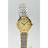 A LADIES 'ROTARY' QUARTZ WRISTWATCH, round cream textured dial signed 'Rotary', baton markers,