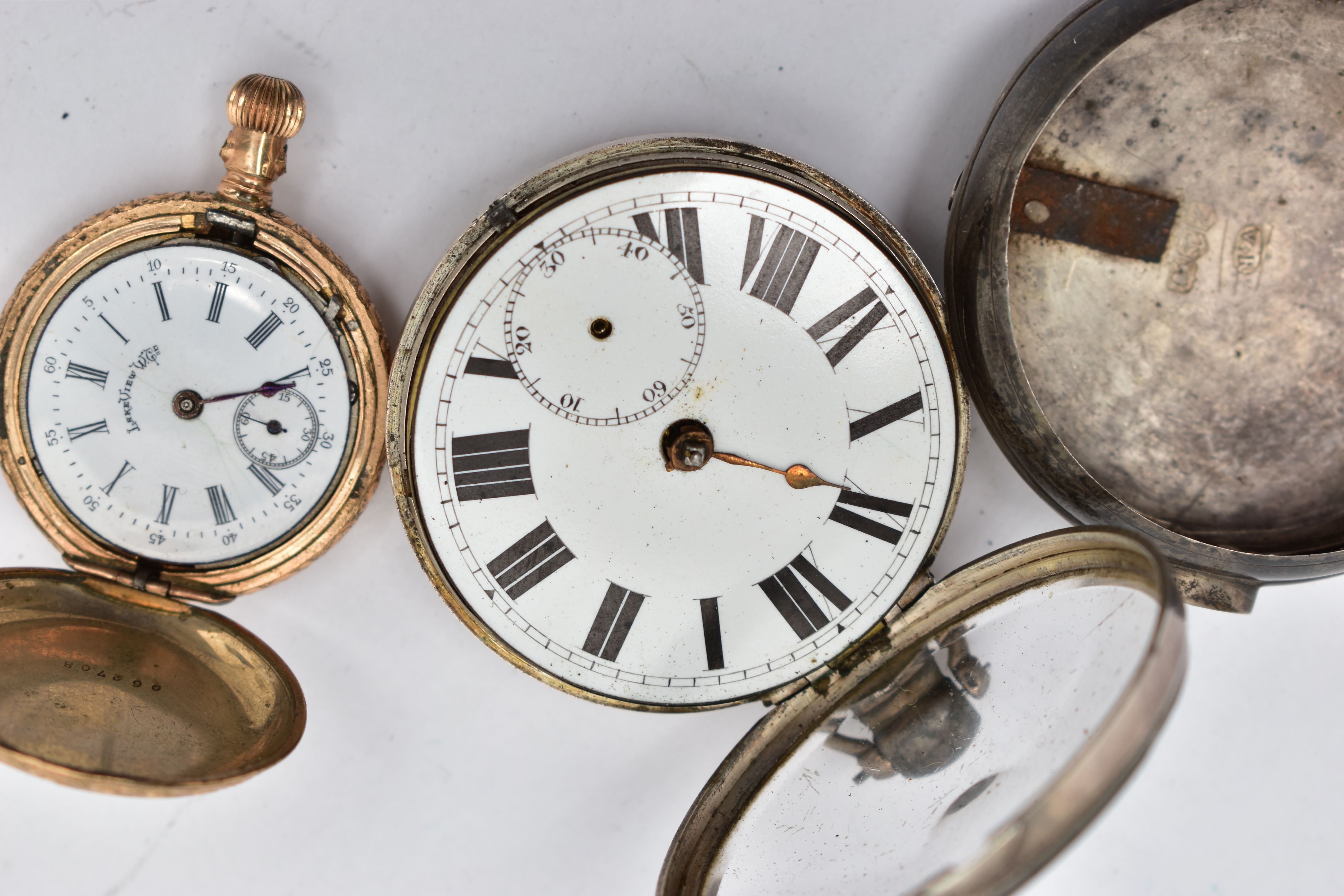 TWO POCKET WATCHES, the first a George IV open face key wound pocket watch, Roman numerals, - Image 4 of 5