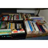 BOOKS, four boxes containing over 130 miscellaneous titles in hardback and paperback format,