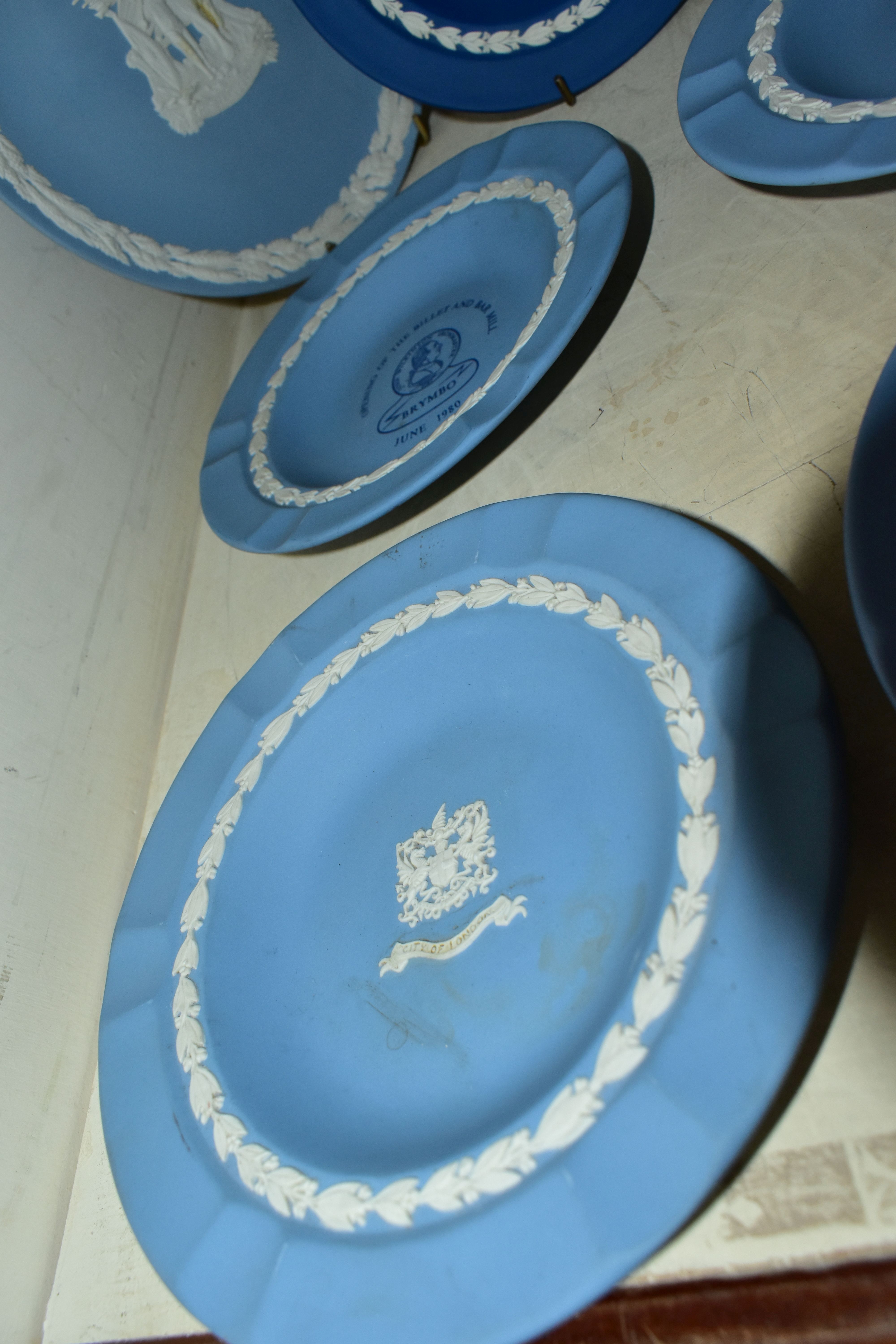 SEVEN PIECES OF WEDGWOOD JASPERWARES, mainly pale blue pieces, comprising Lambing (remains of an - Image 3 of 4