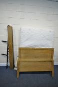 A BENSONS FOR BEDS 4FT6 MATTRESS, along with a solid bed stead, and slats (condition - stains to