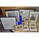 A QUANTITY OF 18TH, 19TH AND 20TH CENTURY TOPOGRAHICAL PRINTS AND ENGRAVINGS, ETC, including a