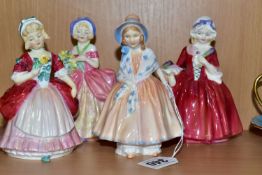 FOUR SMALL ROYAL DOULTON LADY FIGURINES, comprising 'Lily' HN1798, 'Valerie' HN2107, 'Cissie'