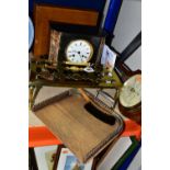 A GROUP OF EARLY 20TH CENTURY HOUSEHOLD ITEMS, comprising a large brass trivet, length 30cm x