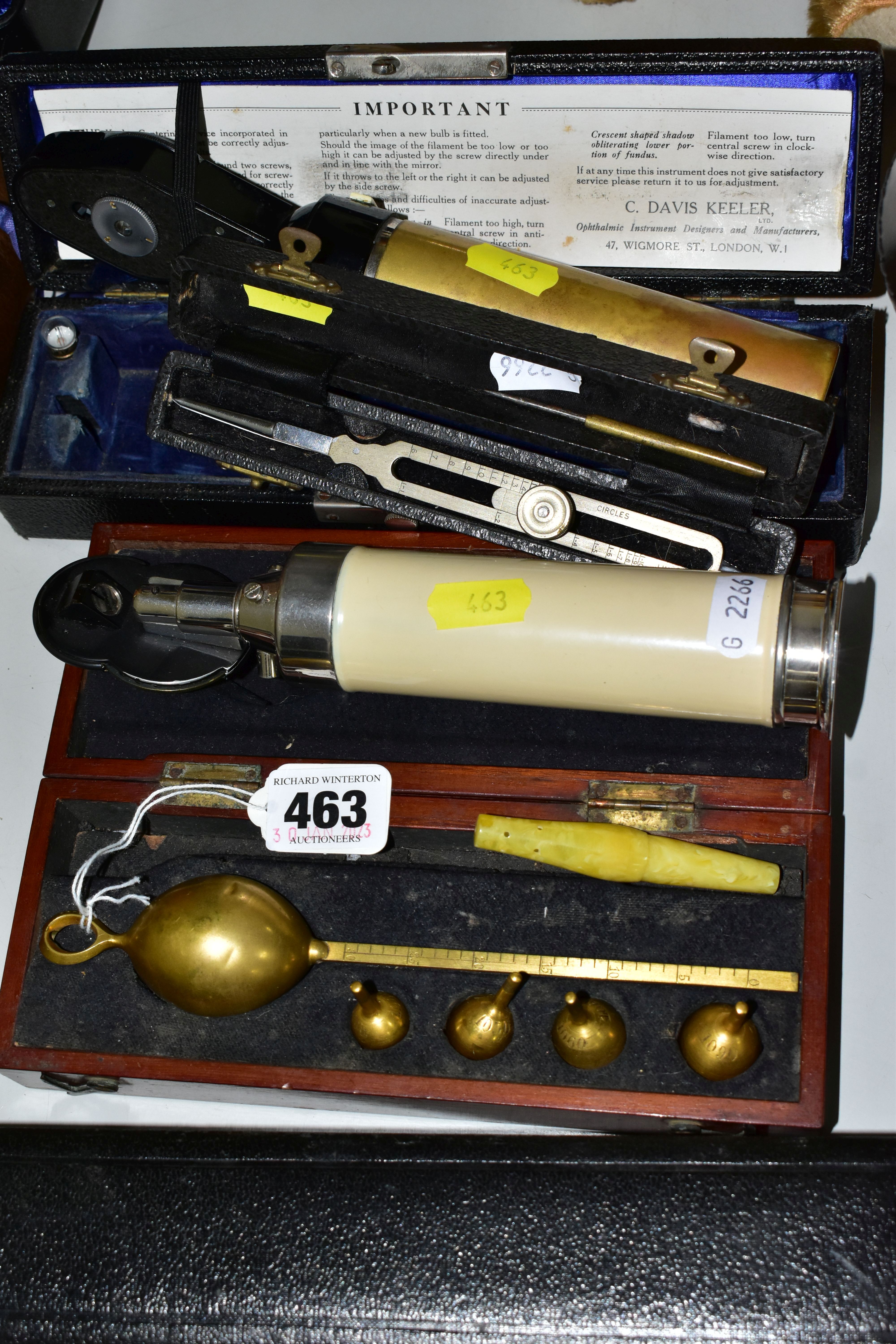 A VICTORIAN MAHOGANY SACCHAROMETER AND FOUR CASED INSRUMENTS, a cased Keeler wide angle - Image 4 of 4