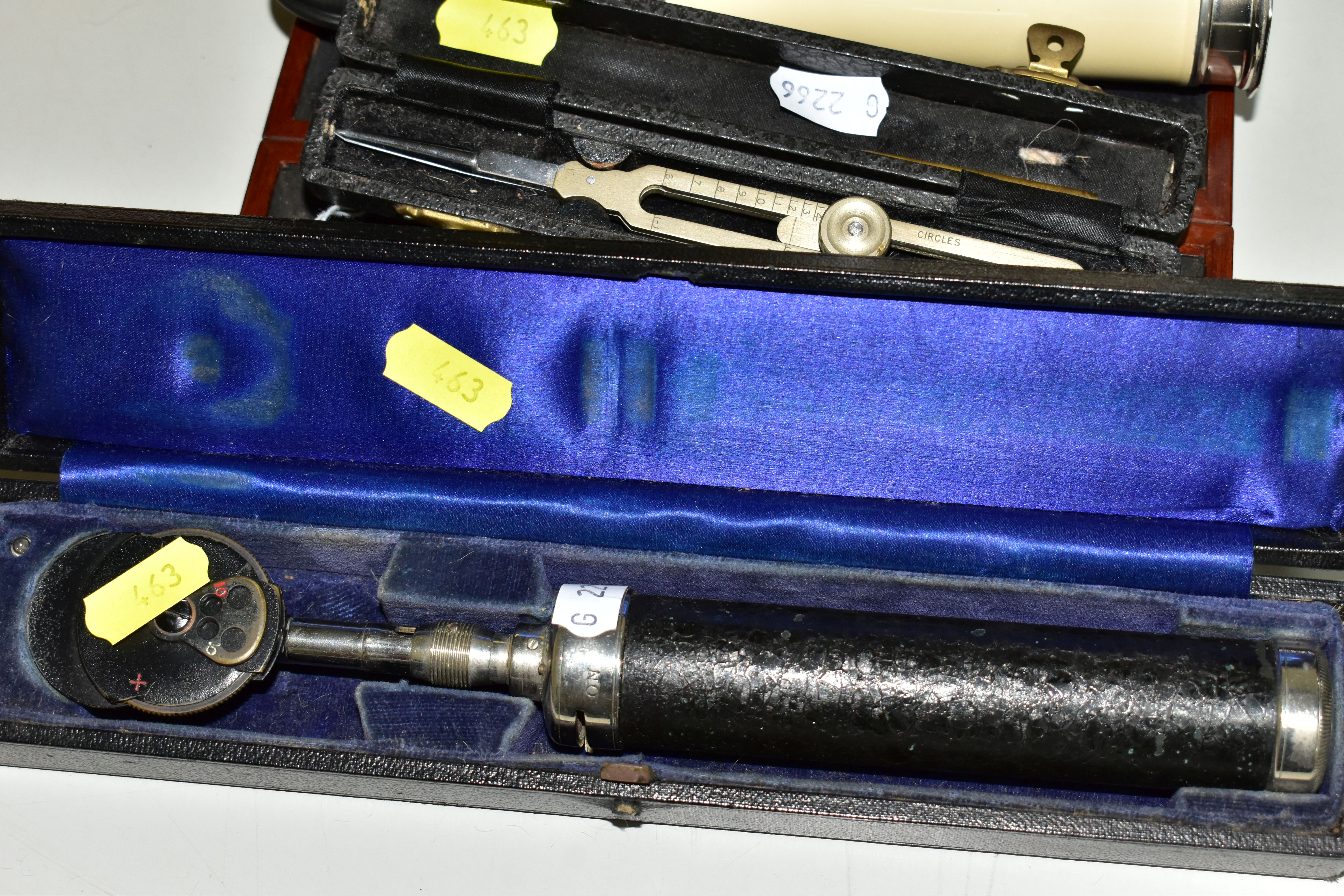 A VICTORIAN MAHOGANY SACCHAROMETER AND FOUR CASED INSRUMENTS, a cased Keeler wide angle - Image 3 of 4