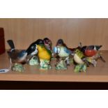 A COLLECTION OF NINE BESWICK BIRD FIGURINES, comprising 2106- Whitethroat, 2274- Stonechat (broken