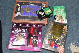 ONE BOX containing four boxes of Magic Trick Games and one book, 101 Amazing Card Tricks (1 box)