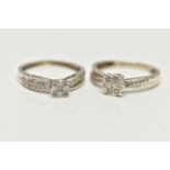 TWO DIAMOND RINGS, to include a 9ct white gold diamond cluster ring, set with round brilliant cut