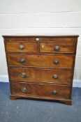 A GEORGIAN MAHOGANY CHEST OF TWO SHORT OVER THREE LONG DRAWERS, width 94cm x depth 49cm x height