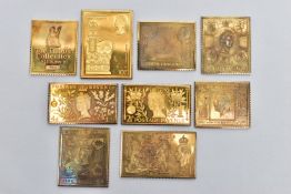 NINE SILVER STAMP INGOTS, all silver gilt replica stamps, six from the Empire collection including