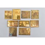 NINE SILVER STAMP INGOTS, all silver gilt replica stamps, six from the Empire collection including