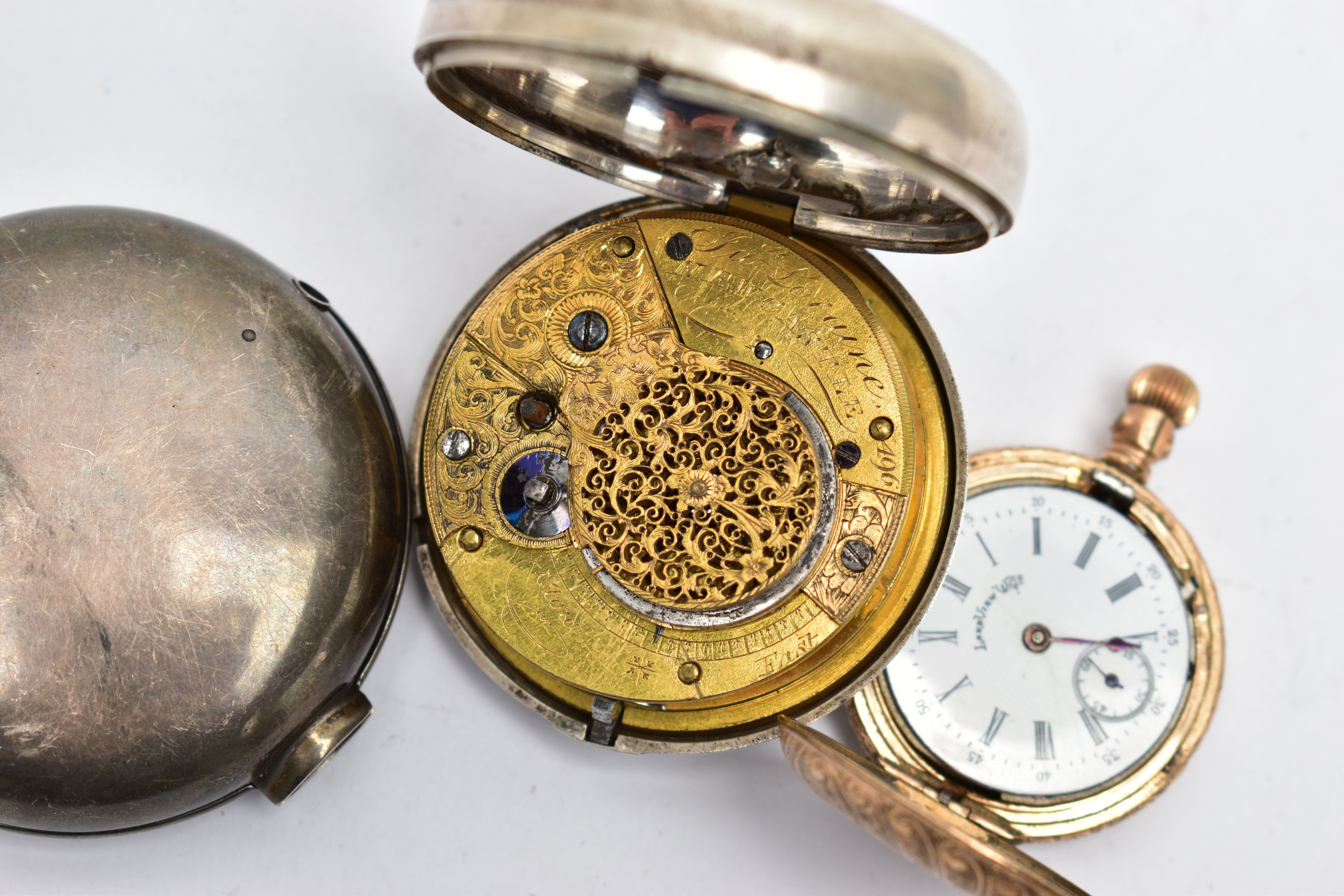 TWO POCKET WATCHES, the first a George IV open face key wound pocket watch, Roman numerals, - Image 5 of 5