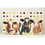 HAYLEY GOODHEAD (BRITISH CONTEMPORARY) 'DAMIEN'S HERD', a limited edition box canvas print depicting