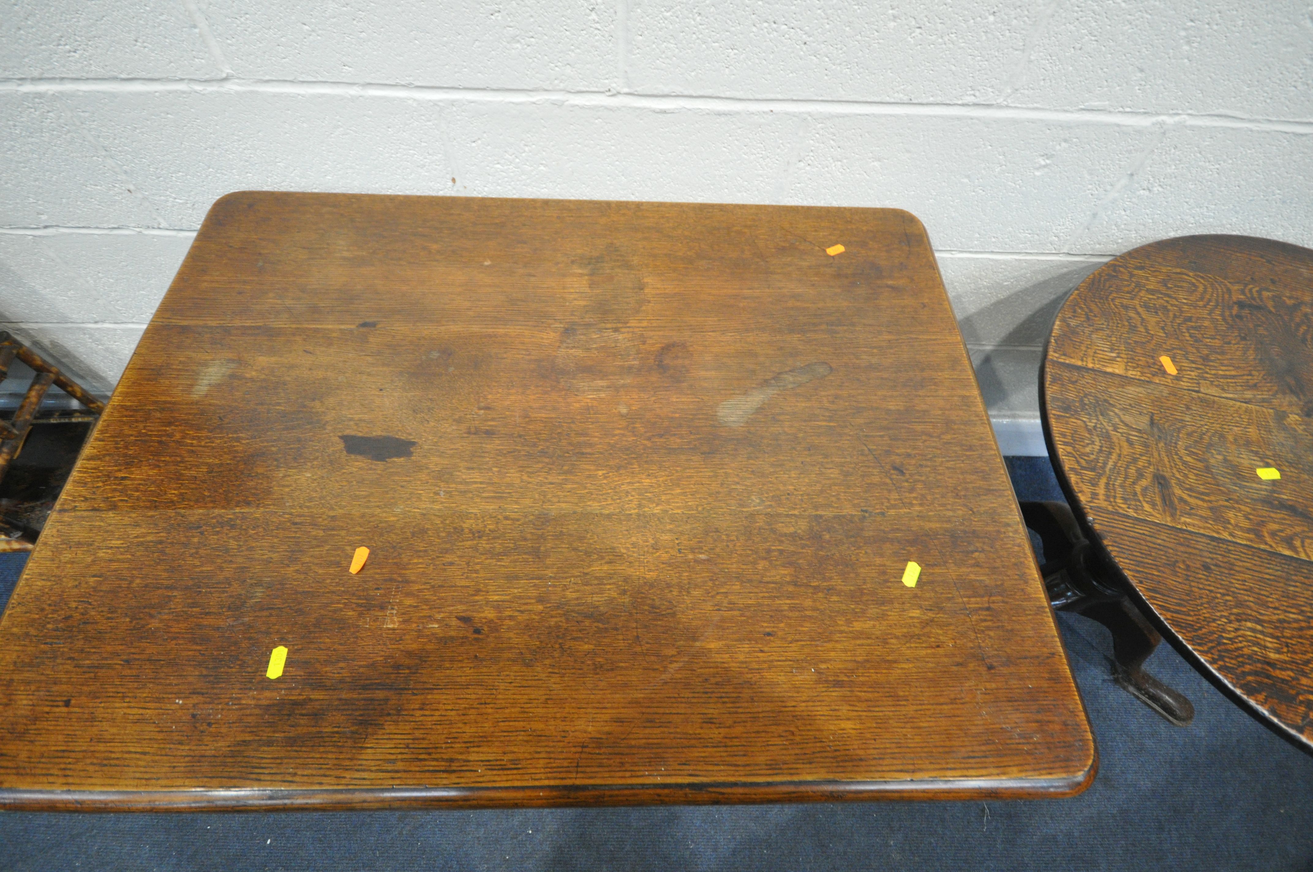 TWO GEORGIAN OAK TILT TOP TRIPOD TABLES one circular, diameter 70cm x height 72cm, and the other - Image 3 of 4