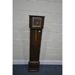 AN ART DECO OAK CORNER GRANDDAUGHTER CLOCK, height 146cm