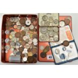 A TIN CONTAINING MIXED COINS, to include over 300 grams of pre 1947 silver etc