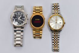 THREE GENTS WRISTWATCHES, names to include Sekonda, Collezione and Itron (condition report: