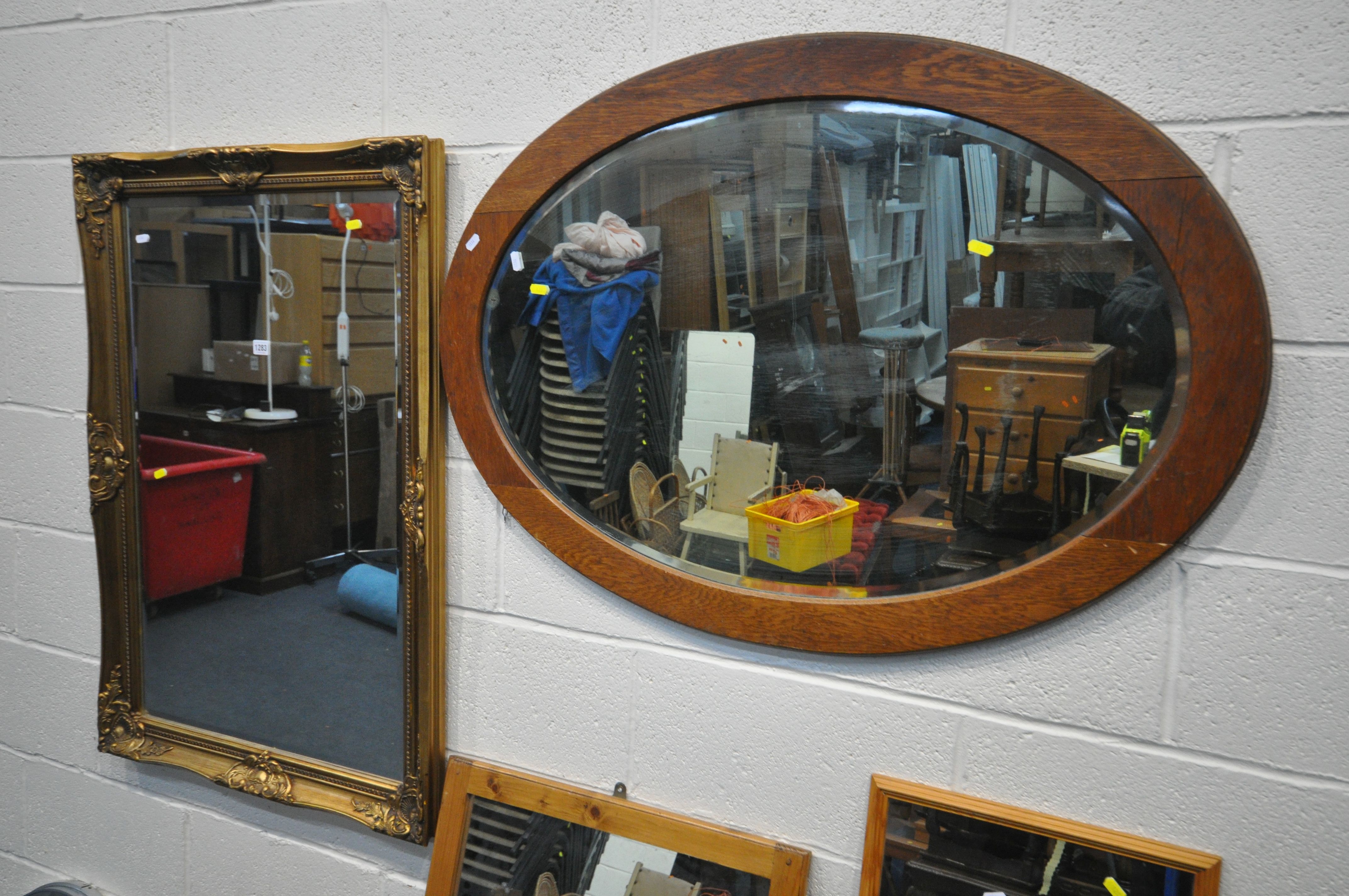 A SELECTION OF VARIOUS MIRRORS, to include a rectangular gilt frame bevelled edge wall mirror, - Image 2 of 4