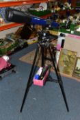 A BRESSER TELESCOPE, 70x 700 with an adjustable tripod stand, together with a Pyramid portable stand