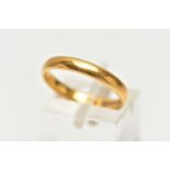 A 22CT YELLOW GOLD BAND RING, polished band, approximate band width 3.1 grams, approximate gross