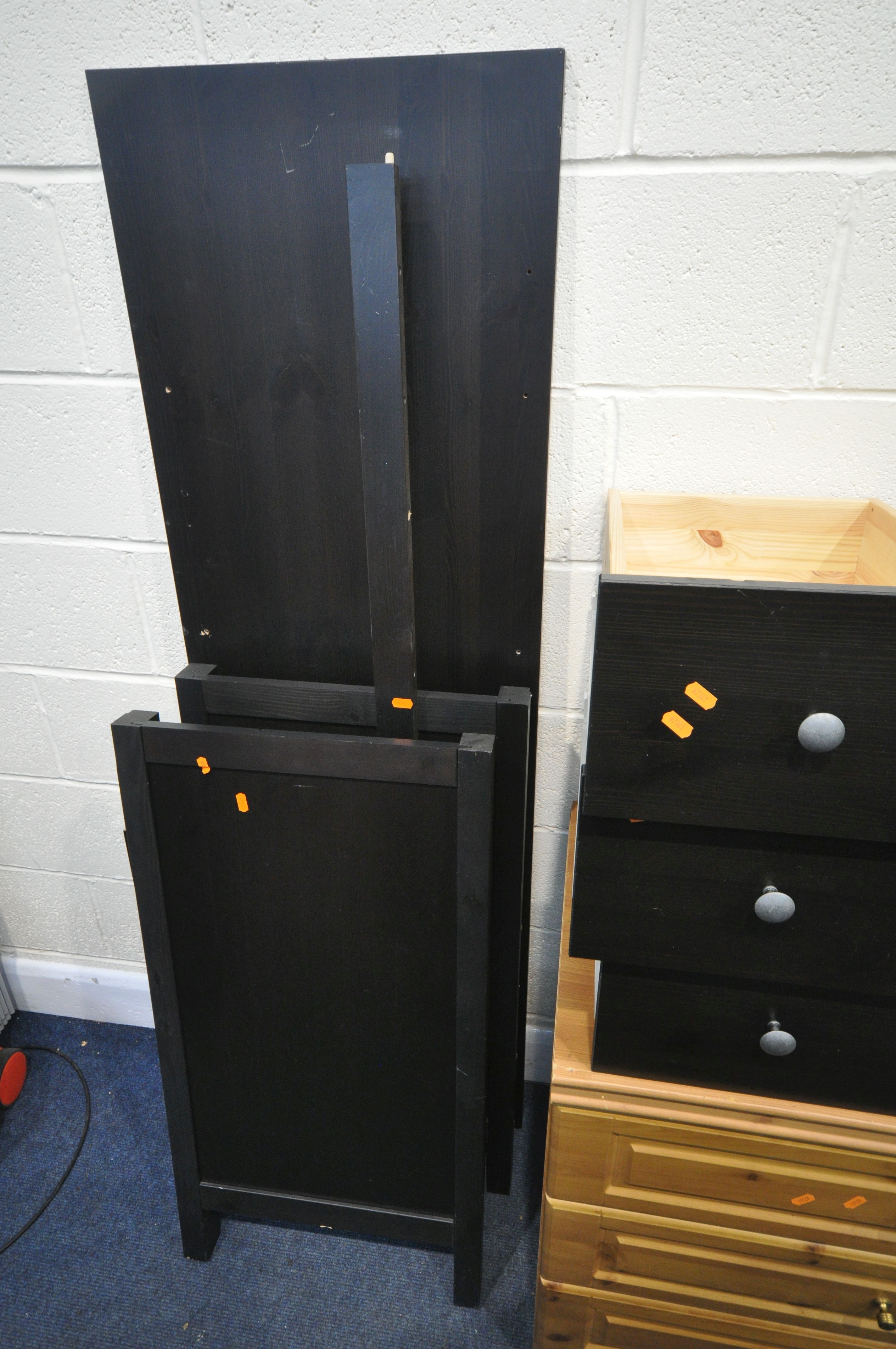AN DISMANTLED IKEA BLACK SIDEBOARD, with eight drawers, an Ikea 2x2 storage unit, and a pine chest - Image 3 of 3