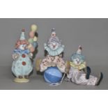 THREE LLADRO CLOWNS, comprising 'Littlest Clown' 5811, 'Having a Ball' 5813, 'Tired Friend' 5812,