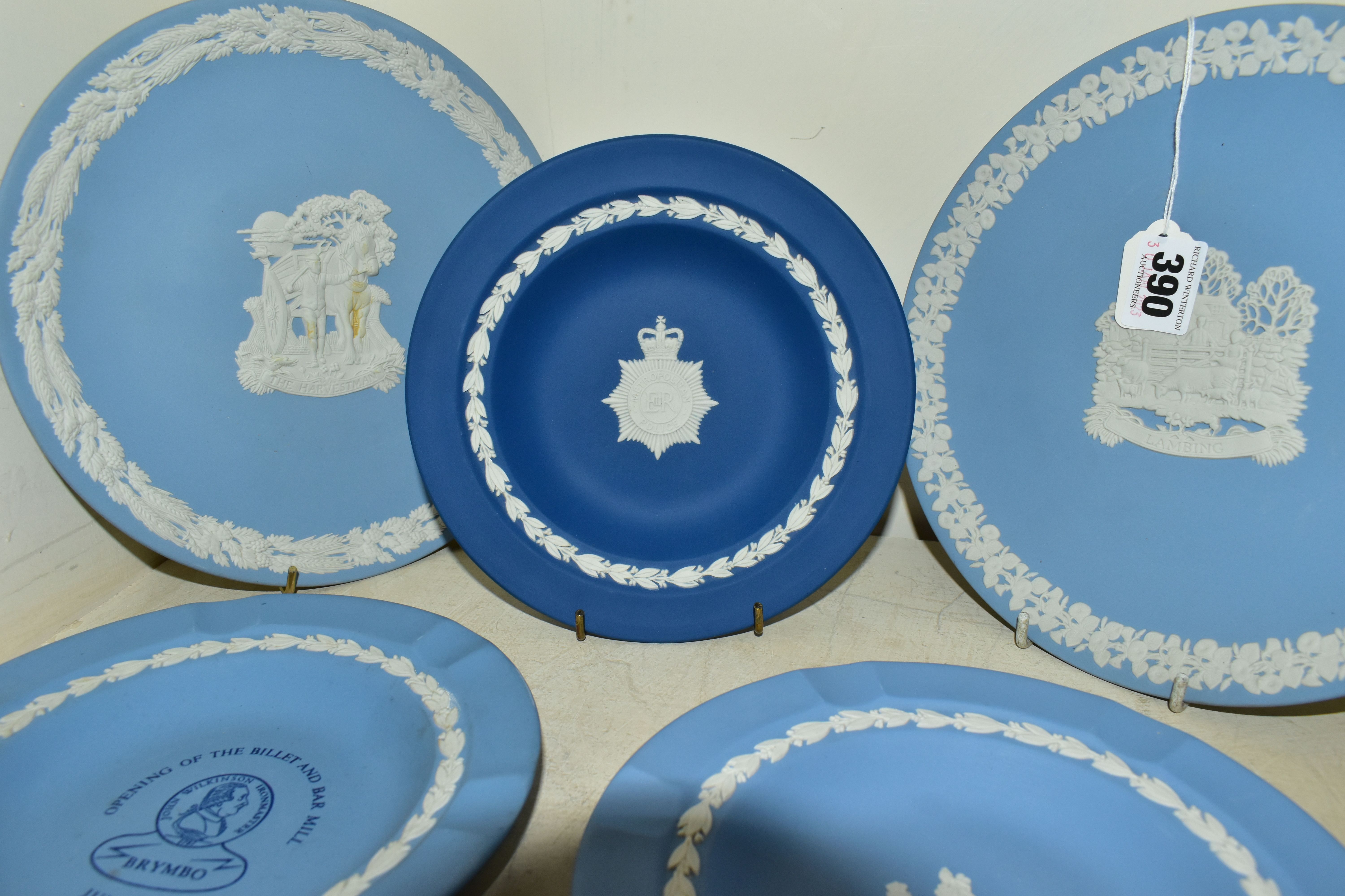 SEVEN PIECES OF WEDGWOOD JASPERWARES, mainly pale blue pieces, comprising Lambing (remains of an - Image 2 of 4