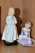 TWO ROYAL DOULTON FIGURINES, comprising 'Mary had a Little Lamb' HN2048 height 8.5cm, and Bedtime