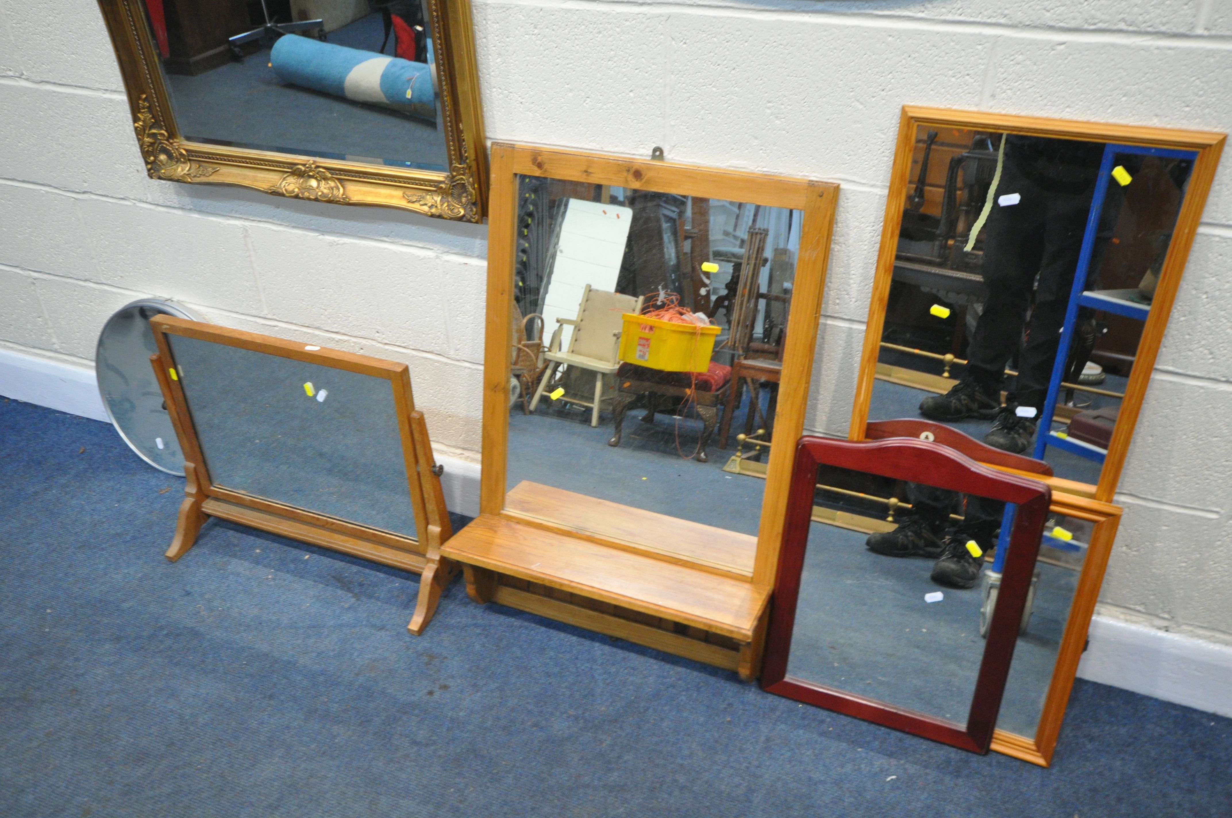 A SELECTION OF VARIOUS MIRRORS, to include a rectangular gilt frame bevelled edge wall mirror, - Image 3 of 4