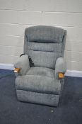 A HSL GREY UPHOLSTERED ELECTRIC RISE AND RECLINE ARMCHAIR (PAT pass and working) (condition -