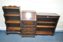 A MAHOGANY FOUR TIER WATERFALL BOOKCASE, with a single drawer, width 60cm x depth 31cm x 112cm (