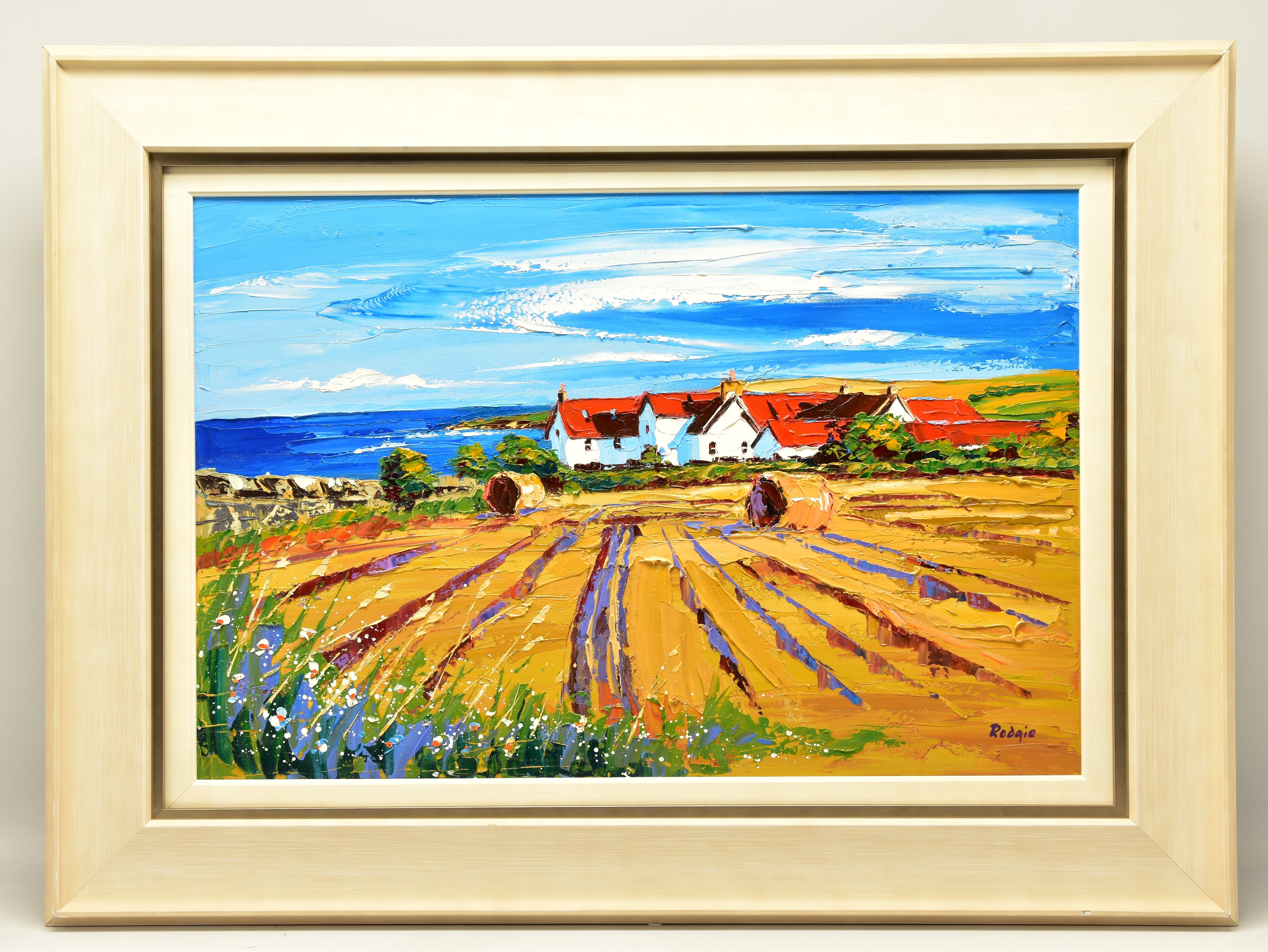 LYNN RODGIE (SCOTTISH CONTEMPORARY) 'AUTUMN HARVEST, ST ABBS', a Scottish coastal village landscape,