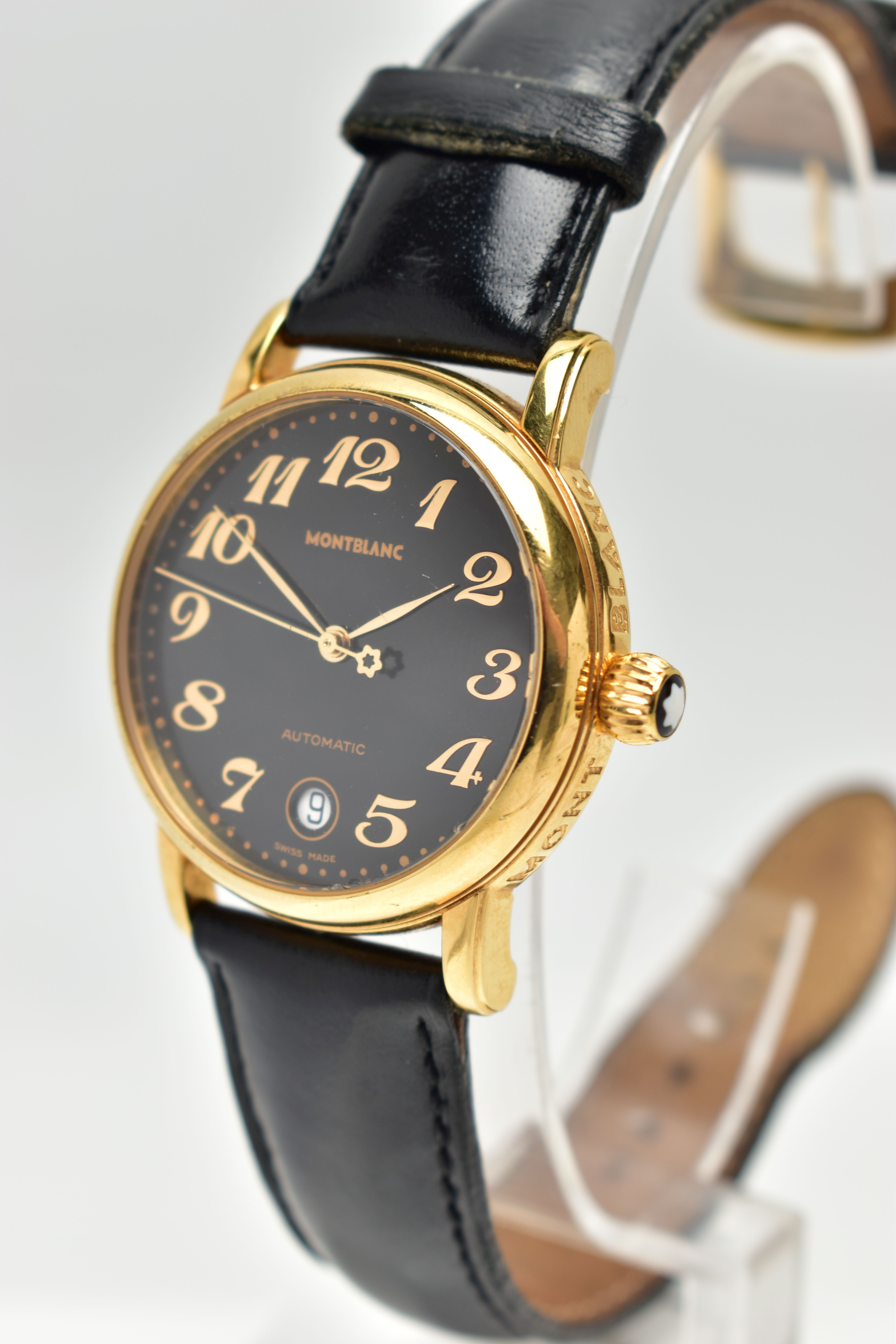A GENTS 'MONTBLANC' WRISTWATCH, Automatic, round black dial signed 'Montblanc, Automatic', Arabic - Image 3 of 7