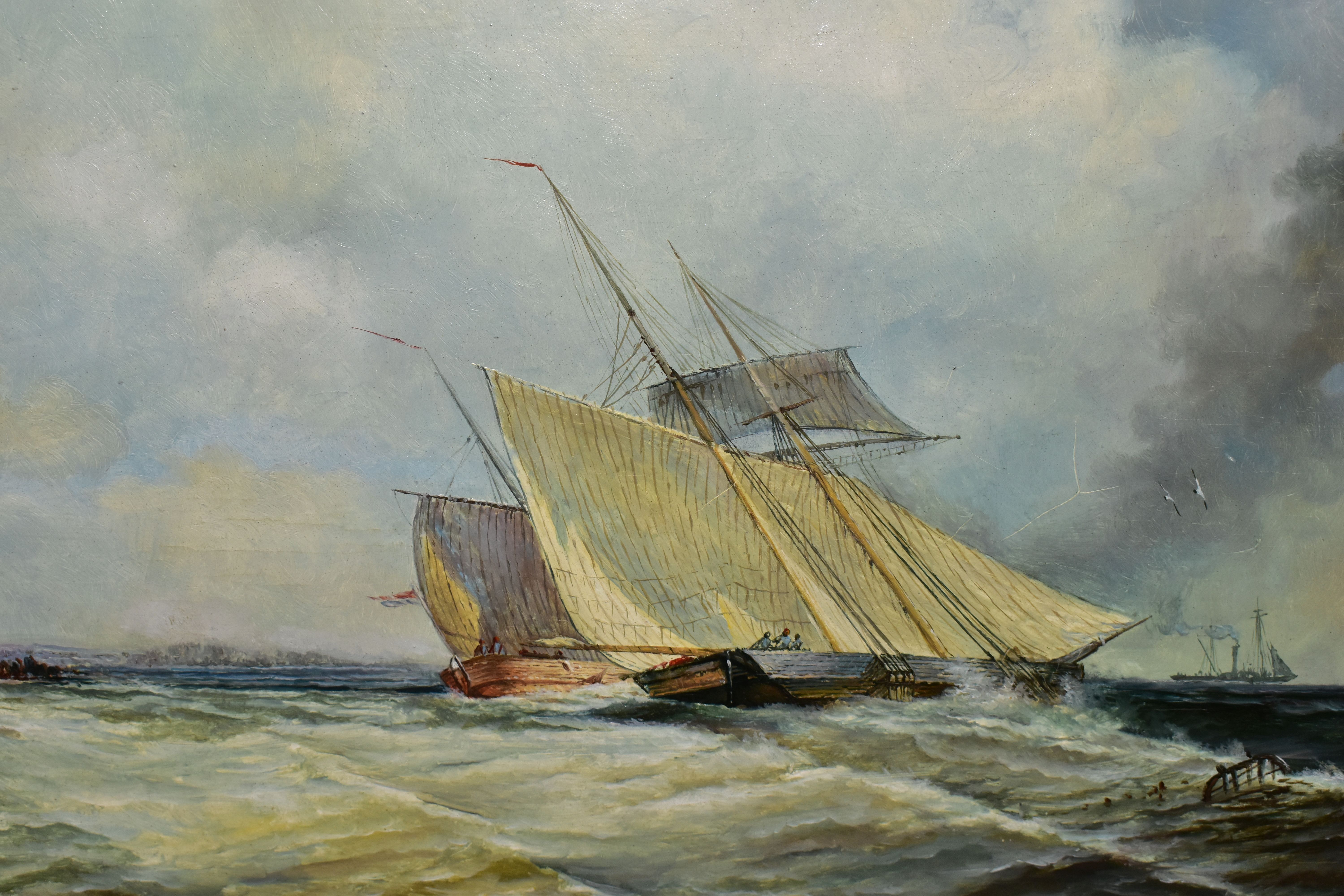 A 19TH CENTURY WATERCOLOUR DEPICTING A THREE DECK SHIP OF THE LINE, the ship is at anchor with - Image 4 of 4