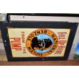 A REPRODUCTION HAND PAINTED 'NATIONAL BENZOLE MIXTURE' ADVERTISING SIGN, unsigned paint on panel,