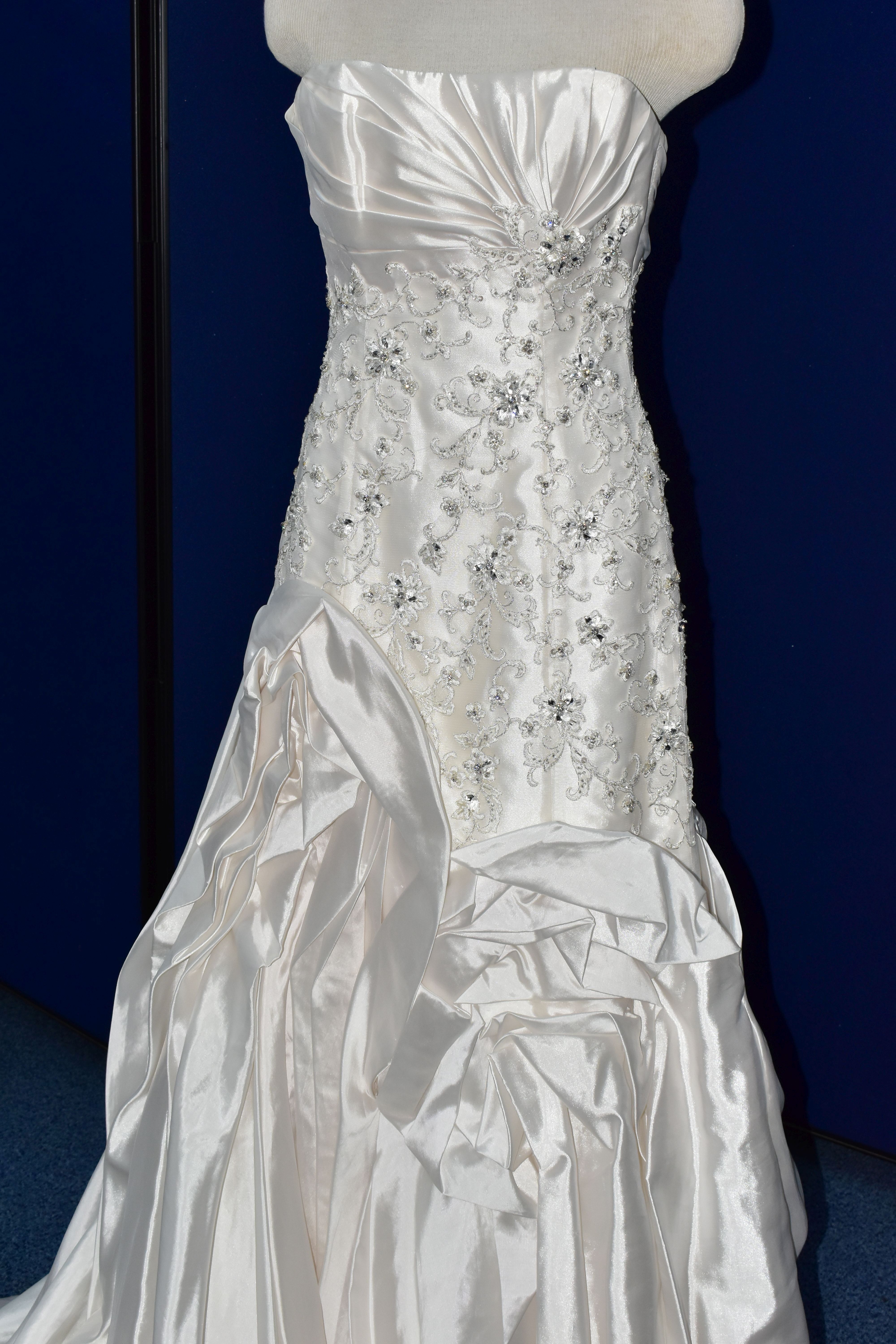 WEDDING GOWN, 'Sophia Tolli', size 10, champagne with satin bodice, pewter beaded appliques (1) - Image 2 of 13