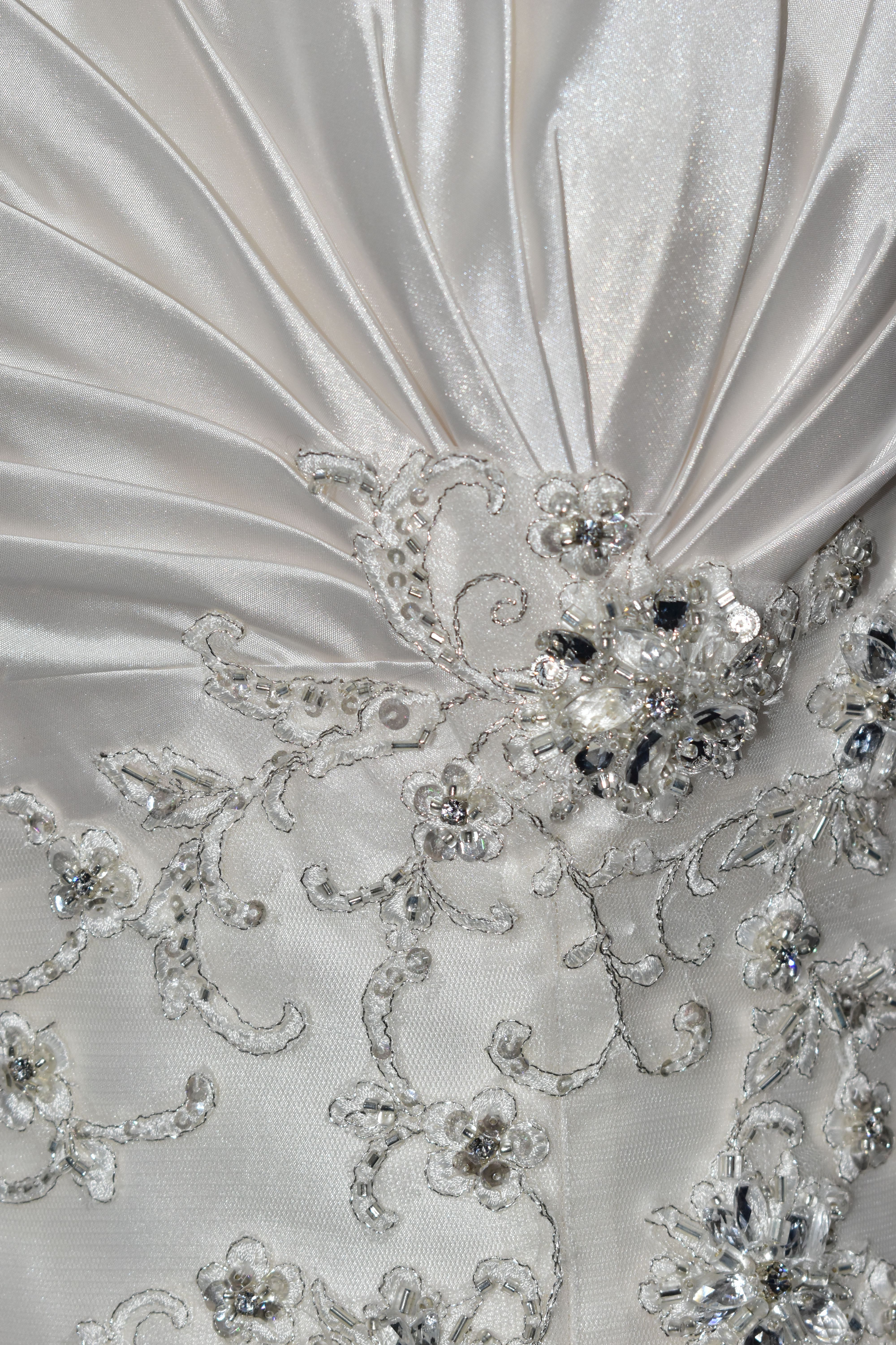 WEDDING GOWN, 'Sophia Tolli', size 10, champagne with satin bodice, pewter beaded appliques (1) - Image 4 of 13